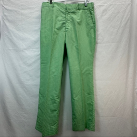 Luettgens Mens Vintage Green Checked Gingham Trousers Pants Size 36 x 32 - Picture 2 of 7